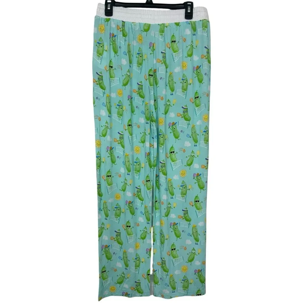 Little Sleepies Bamboo Pajama Pants Pickles Playing Pickleball Novelty NWT L - Picture 4 of 13
